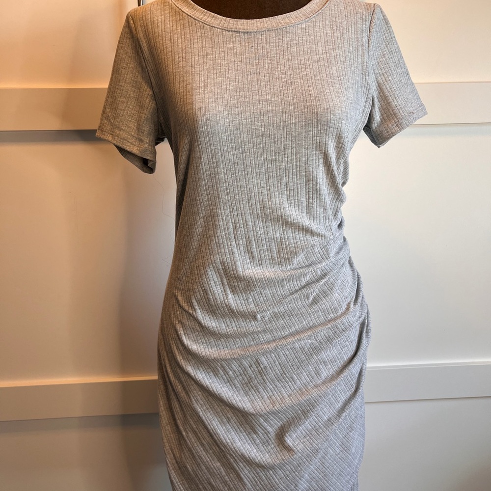 INC International Concepts Ribbed Knit T-Shirt Dress | Gray | Size Small | NWT